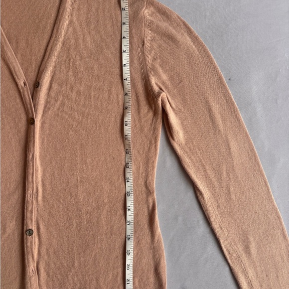 Silk Cashmere Taupe Cardigan XL – Minimalist Neutral Button Front Sweater - Picture 4 of 8